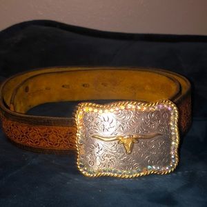 Western leather belt
